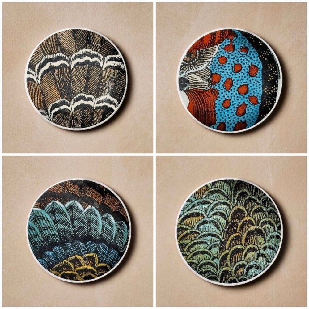 John Derian for Target - 4pc Earthenware Fall Turkey Coaster Set